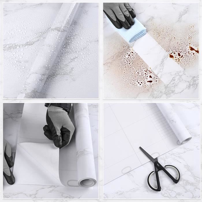 Papier peint adhésif effet marbre 60 cm x 5 m – PVC vinyle imperméable, amovible et lavable - Bricolage