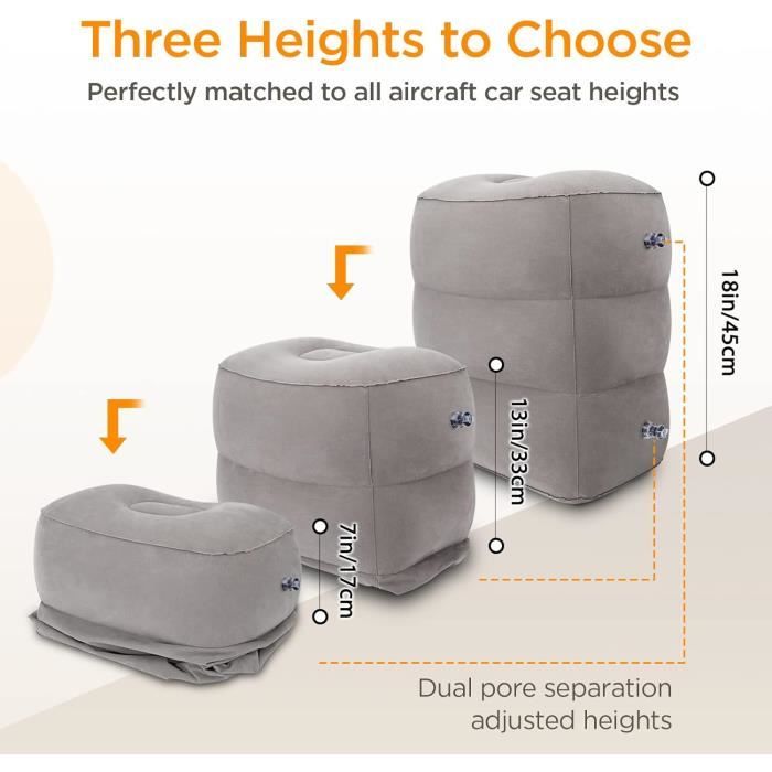 Repose-pieds gonflable pour les voyages en avion, oreiller de jambe