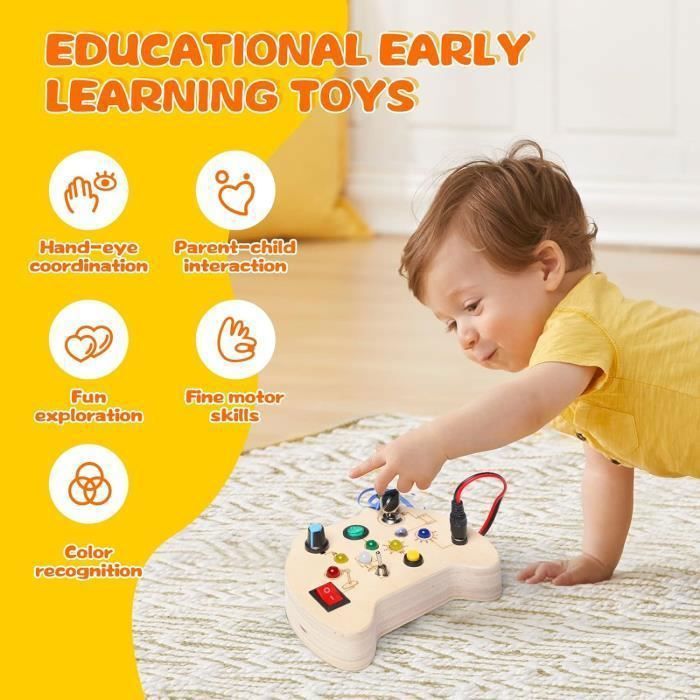 Clavier Piano Montessori Pour Enfants 1-4 Ans Avec Lumières LED Et Sons D'Animaux – Jouet Éducatif En Bois Stimulant