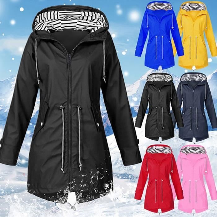 Couleur noir taille XXL Veste coupe vent a capuche pour femme impermeable solide decontracte basique fer Cdiscount