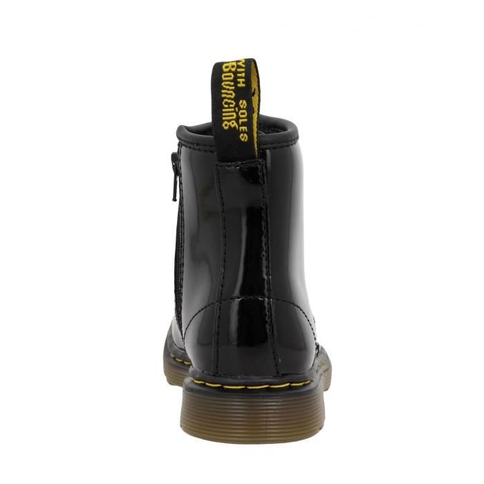 Bottines Dr MARTENS Brooklee vernis pour enfant en cuir noir Lacets Fille Taille 24 Cdiscount Chaussures