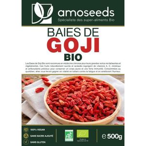 Baies De Goji Bio 500g - Source De Vitamine C Et Fibres - Cultivées En Ningxia - Pour Smoothies Et Snacking