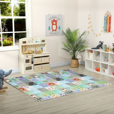 Relaxdays Tapis De Jeu Pliable Réversible 200x150 Cm - Motifs Dinosaures & Circuit Train, Mousse XPE Sans Polluants