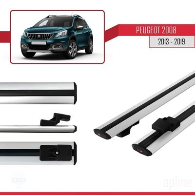 Barres De Toit Easy Line Basic Plus – 120 Cm, Compatibles Peugeot 2008 SUV 2013-2019, Verrouillables, Charge 90 Kg, Aluminium