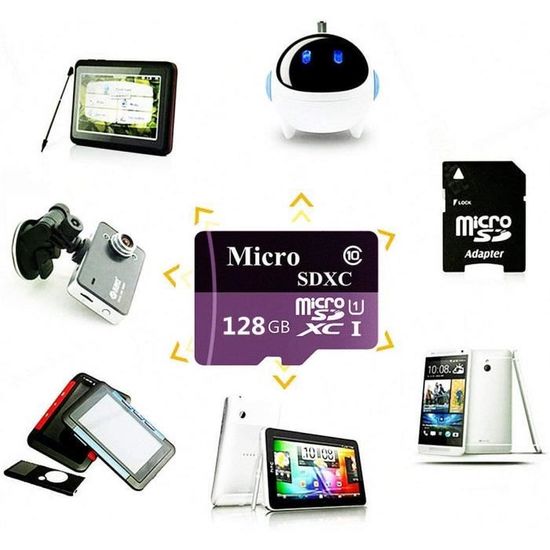 tablettes et appareils compatibles 128 Go/256 Go/400 Go 400 Go Smartphones Android Carte mémoire Micro SD SDXC Haute Vitesse Classe 10 avec Adaptateur 