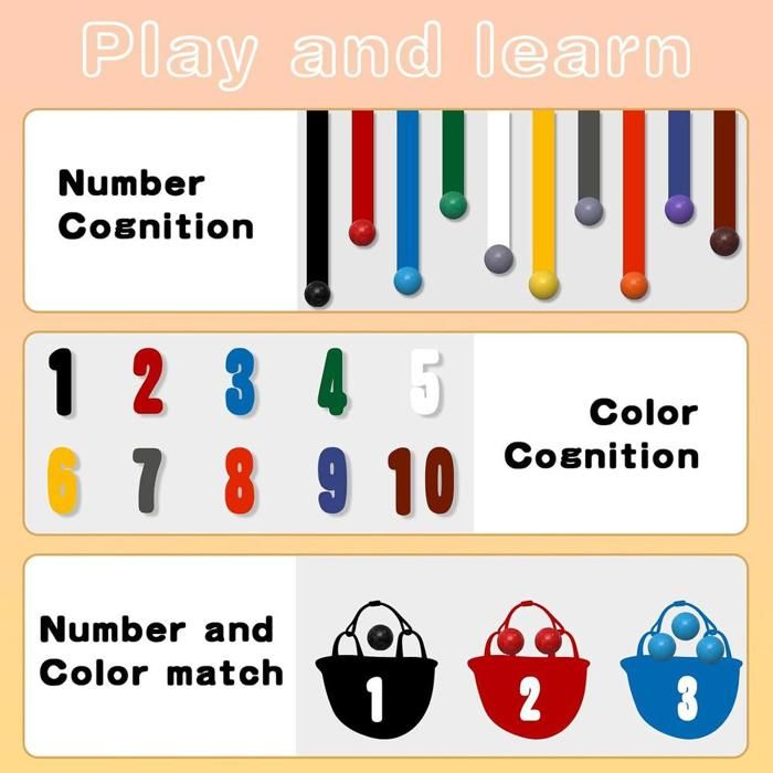 Labyrinthe Magnétique En Bois – Jeu Montessori Pour Compter, Associer Les Couleurs – Jouet éducatif 2-5 Ans Pour La Motricité Fine, Tableau De Tri Et D'apprentissage