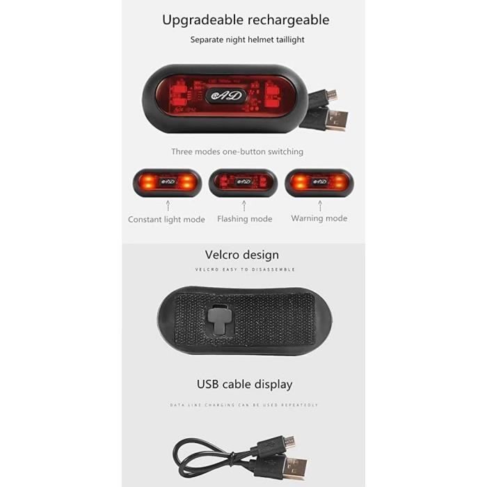 Eclairage à LED Rechargeable par USB pour Casque Moto - Scooter