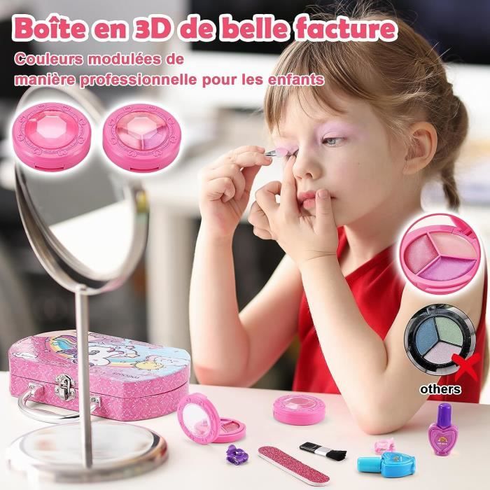 Maquillage Enfant Fille Lavable Malette Maquillage Licorne Palette