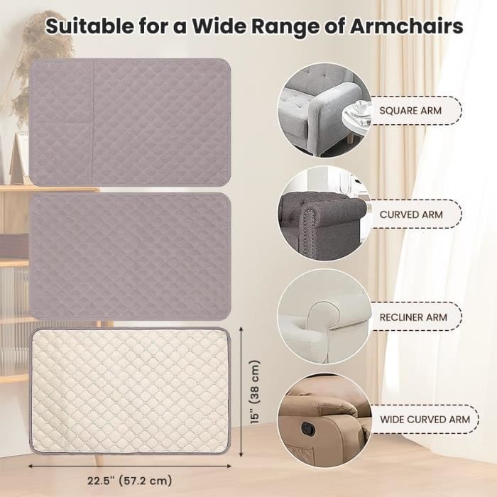 Lot de 2 housses d'appui-tête pour fauteuil inclinable - Housse de protection pour appuie-tête inclinable - Housse de canapé inclinable - Housse de protection de meubles pour canapé inclinable (gris