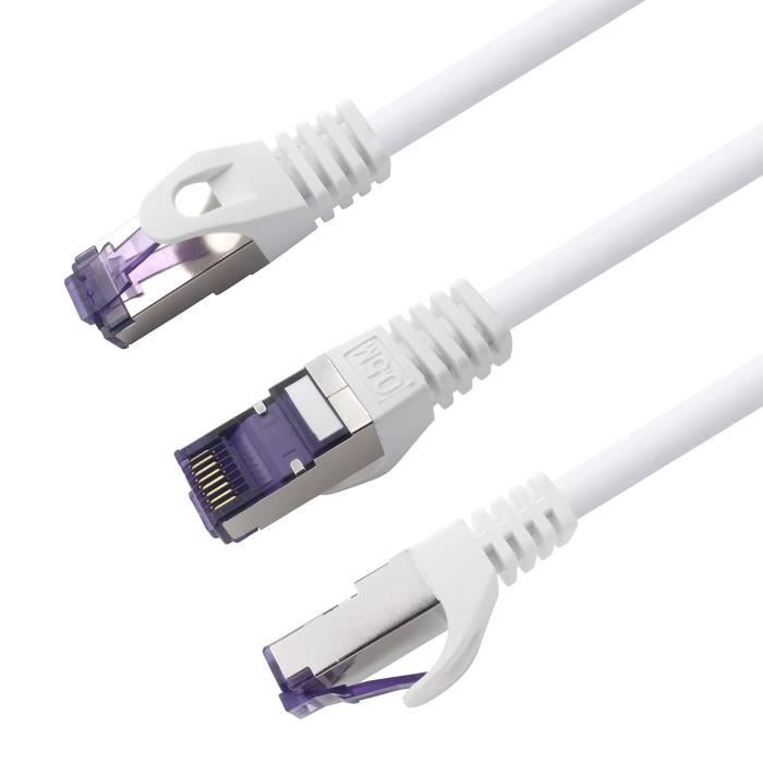 Cat 8 Câble Ethernet 5M (5 Pièces), Câble Réseau Lan Gigabit Rj45 Plat