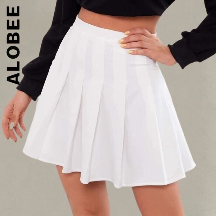 Jupe courte plissee taille haute pour femmes Y2K Blanc Blanc Cdiscount Pret a Porter