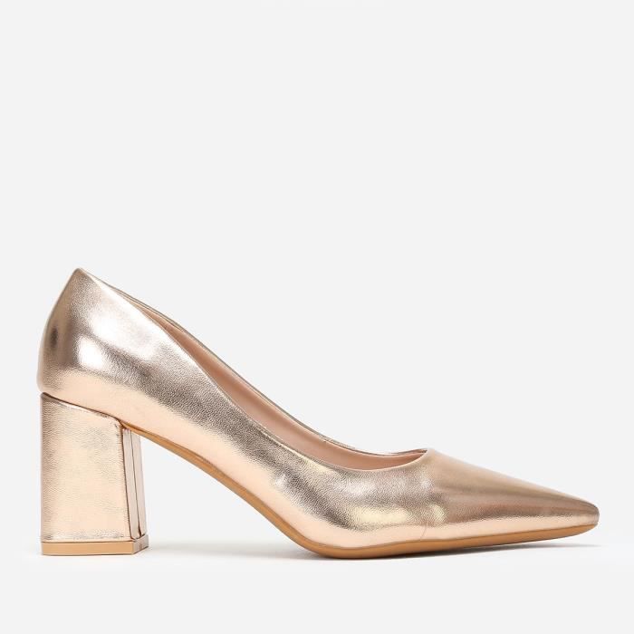 Escarpin doré talon clearance carré