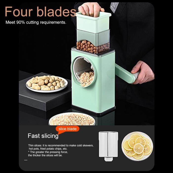 Coupe-légumes Multifonction En Acier Inoxydable Avec 3 Lames, Mandoline Et Râpe à Fromage - Idéal Pour Salades, Fruits, Noix
