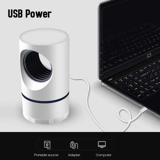 Lampe Anti-Moustiques USB 180° - Tueur De Moustiques Silencieux Et Efficace Pour Chambre, Cuisine, Bureau