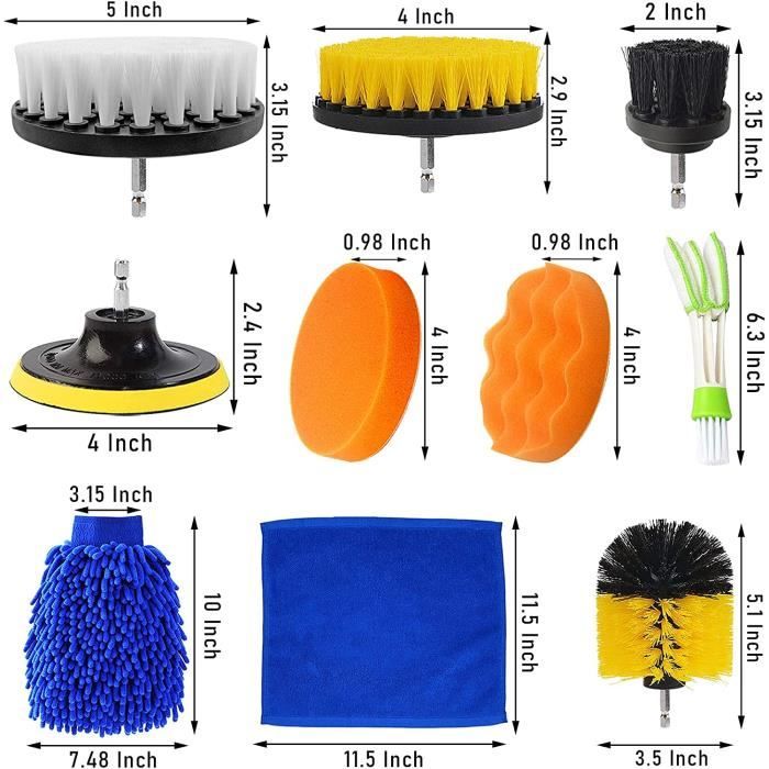 Kit Nettoyage Voiture 36 Pièces - Brosses Détails, Éponges, Chiffons - Pour Intérieur & Extérieur