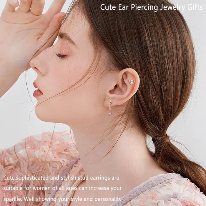 Briana Williams Boucles D'Oreilles Cartilage 20G Acier Inoxydable - Piercing Tragus Helix Dos Plat Lot 3
