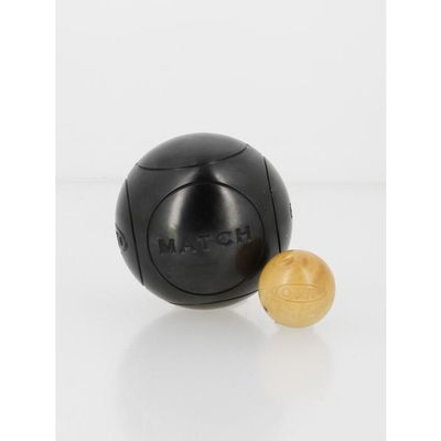 Boules De Pétanque OBUT MATCH IT – 74 Mm, 700 G, Striées, Set De 3 Boules + But + Housse, Argent Métalisé, Personnalisable