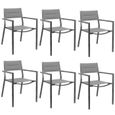 Lot de 6 Chaises de jardin Exterieur empilable Fauteuil Terrasse en aluminium-0