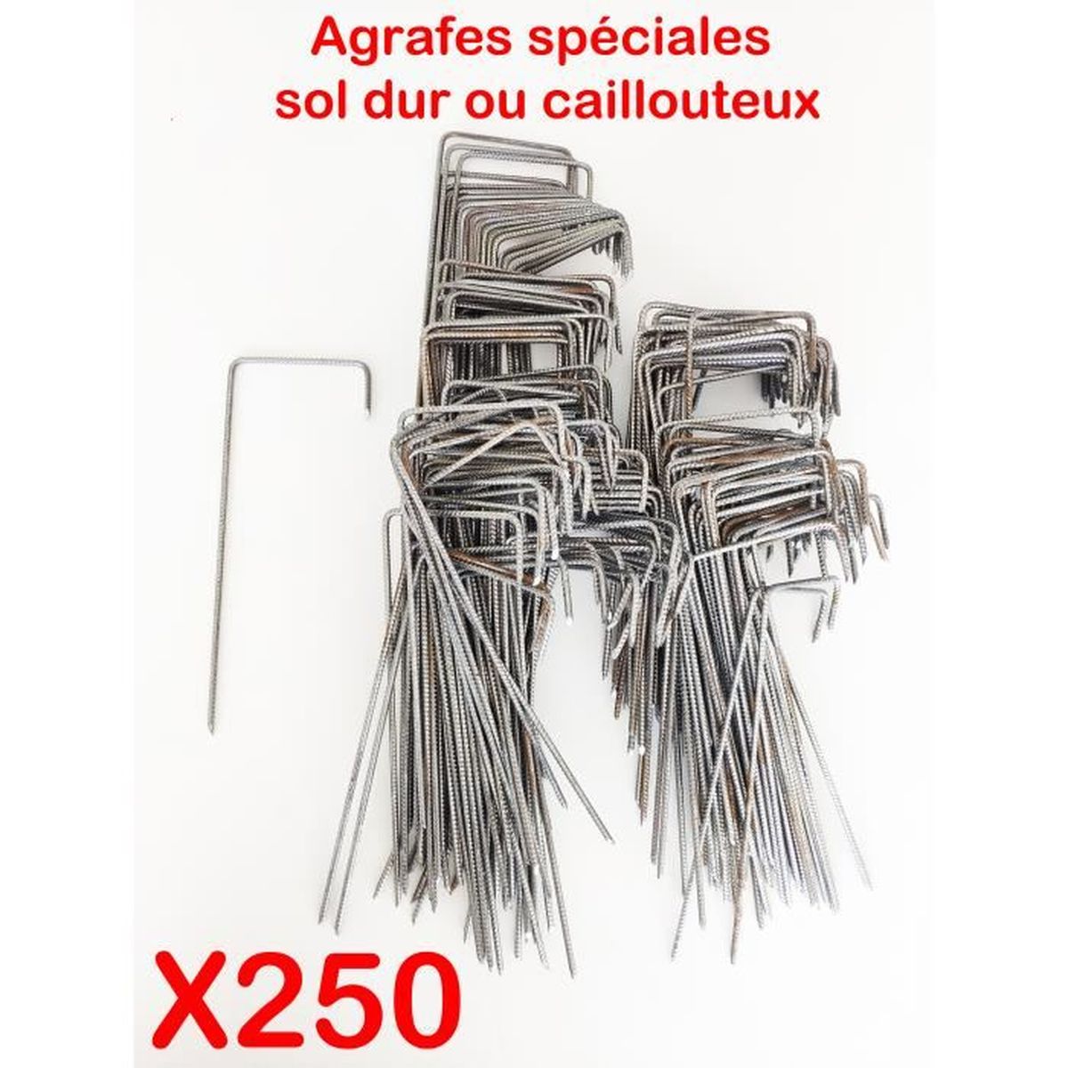 Lot de 200 Agrafes de Fixation M/étal pour Toile de paillage ou geotextile avec Pointes biseaut/ées 20cmX20cmX20cm