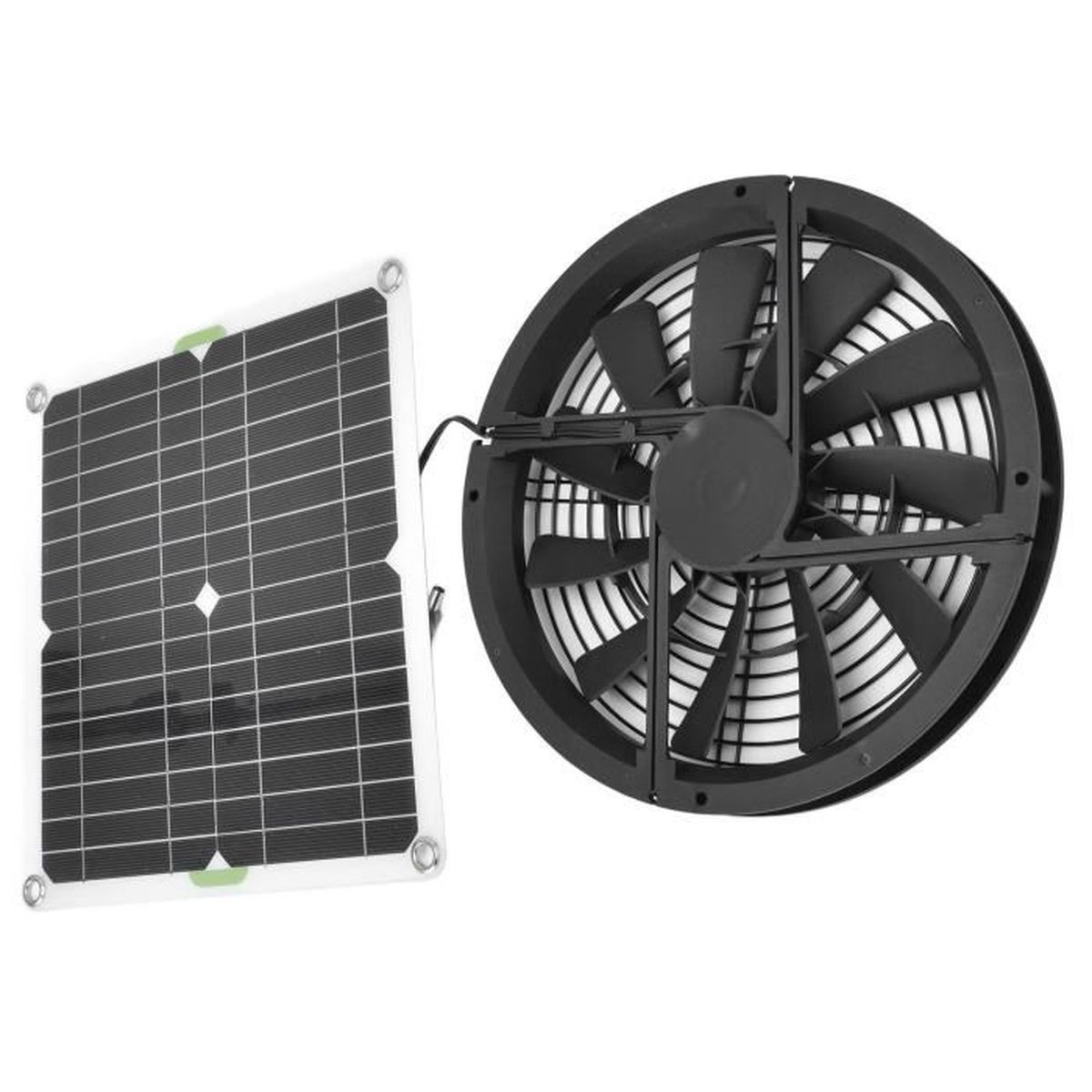 EcoCalm Ventilateur Solaire 200mm Avec Panneau 12V - Pour Serre, Poulailler, Niche | Autonome Énergie Solaire