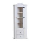 EBUY24 New Mexico Armoire d'angle avec 1 porte vitrée et 2 tiroirs, blanc ciré.