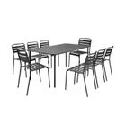 SWEEEK Table de jardin métal + 8 assises anthracite traitement antirouille. lattes et bords arrondis