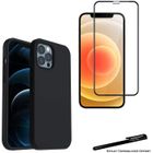 Coque de protection Noir + Verre trempé bords noirs pour Apple iPhone 12 Pro max avec Stylet Toproduits®