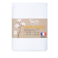 Drap housse Doulito - 120x190 cm - Made in France - Coton - Blanc 120 x 190
