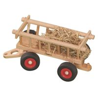 Chariot à foin - Jeu en bois pour enfant - Attelage pour tracteur ou camion - Roues directrices - Vert