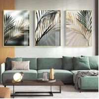 Vert et Or Feuilles de Palmier Plante Affiche Murale Art modulaire Impression Photo Moderne Minimaliste décor à la Maison sans