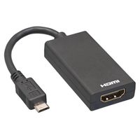 Noir Adaptateur Micro-USB vers HDMI pour moniteur de télévision câble Audio HD 1080P et convertisseur vidéo c