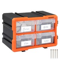 Organisateur pour outils plastique transparent 29,5x19,5 x16cm boîtes rangement 8 compartiments tiroirs caisse vis incluses atelier