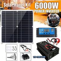 6000W  12V-110V Affichage intelligent Onduleur  + 200W Kit de panneaux solaires Générateur d'énergie solaire 100A