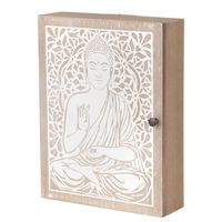 Armoire à clés Bouddha pour suspension murale ou sur table, en bois Mdf brun et blanc, organisateur de porte-clés pour hall