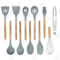 TD® Ensemble d'ustensiles de cuisine en silicone domestique de 11 pièces, outil de cuisine antiadhésif cuillère spatule de cuisine