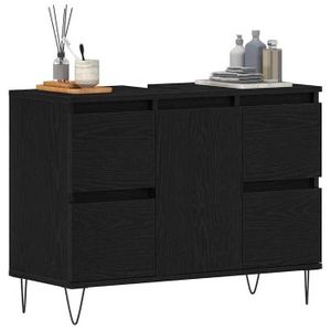 Meuble Sous Vasque De Salle De Bain FMD Moebel 60x59x33 Cm - Décor Matera Et Old Style Foncé Avec Doubles Portes - Fabriqué En Allemagne