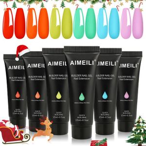 VERNIS A ONGLES AIMEILI Builder Gel Kit Gel Construction Ongle UV 6 Couleurs Extension Ongle Gel Semi Permanent Faux Ongles Kit7