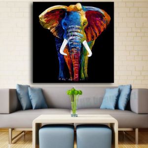 /él/éphant 20cm x 20cm Toile Gemini /_ Mall Peinture /à lhuile d/’un /él/éphant color/é sur toile moderne sans cadre Toile murale D/écoration d/’int/érieur