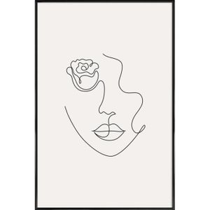 Petal - Affiche encadrée noir - 30x45 cm - Abstrait & géométrique|Personnes|Portraits - Blanc ivoire