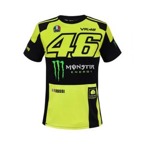 VR46 Valentino Rossi 46 Yamaha Noir de Course T-Shirt Hommes Noir//Jaune