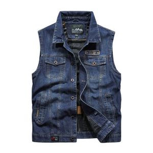 GILET - CARDIGAN Gilet en Jean Homme Veste Sans Manches Multi-poche