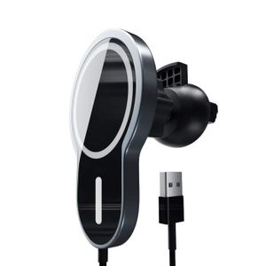 PORTE-CANNE Chargeur de voiture sans fil magnétique 15W Chargeur sans fil à support d'aération pour iPhone 12