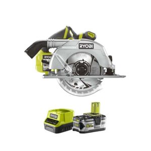 SCIE STATIONNAIRE Pack RYOBI Scie circulaire Brushless 18V One+ 60mm R18CS7-0 - 1 batterie 5.0Ah - 1 chargeur rapide 2.0Ah RC18120-150