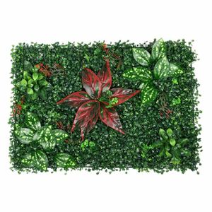 MUR VÉGÉTAL STABILISÉ Mur végétal stabilisé Clôture de feuille artificielle en Plastique Haie de jardin, Décoration du jardin 40x60cm Type 1