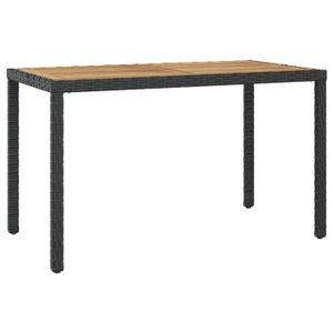 TABLE DE JARDIN  Meuble Table de jardin - Noir - et Marron - 123x60x74cm Bois d'acacia solide 15 KG