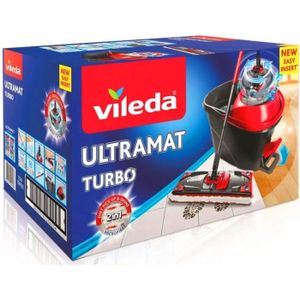 Vileda ULTRAMAX Turbo Kit Lavage Sol Complet, Balai, Housse en Microfibre &  Housse Micro & Coton pour Balai à Plat Ultramax, 120g