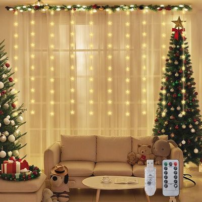 Guirlande Lumineuse LED Étoiles - 50 LEDs, 8 Modes, Télécommande, USB, Dimmable, Blanc Chaud