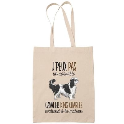 Sac Personnalisable CHIEN CAVALIER KING CHARLES – Tote Bag Blanc – CréaCat
