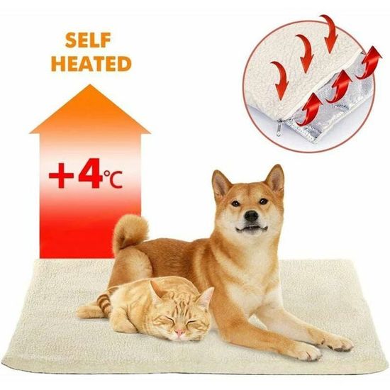 Couvertures Auto-chauffante Pour Chats Et Chiens, 60cm*50cm Tapis De Couchage Pour Animaux De Compagnie Réversible Et Lavable, Coussin Thermique D'Intérieur Sans Electricité Doux, Pour Chatons Chiots