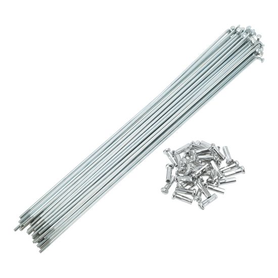 TUCKBOLD Rayons De Vélo 14G 125mm – Kit Acier Carbone Galvanisé Argent, Avec écrous, Pour VTT Et Ville